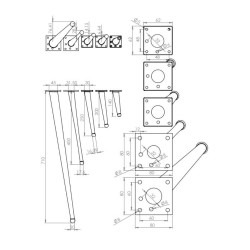 Picior Mobila Bone Auriu Mat