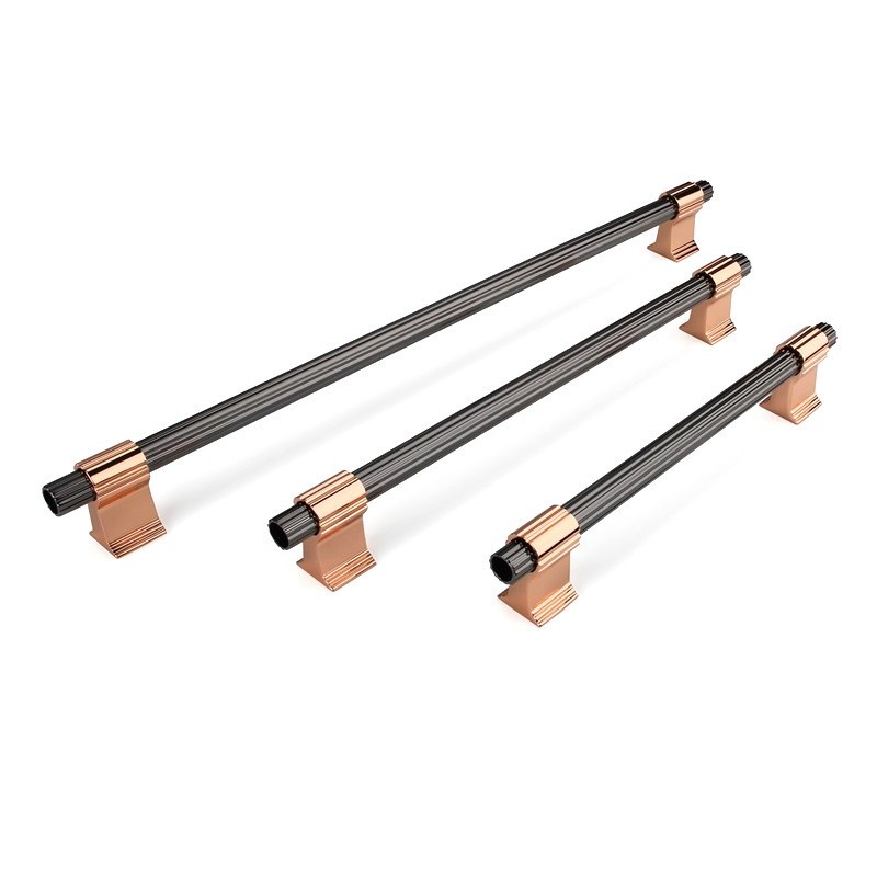 Maner mobilier 1425 gri lucios cu picioruse cupru – 128 mm și 160 mm